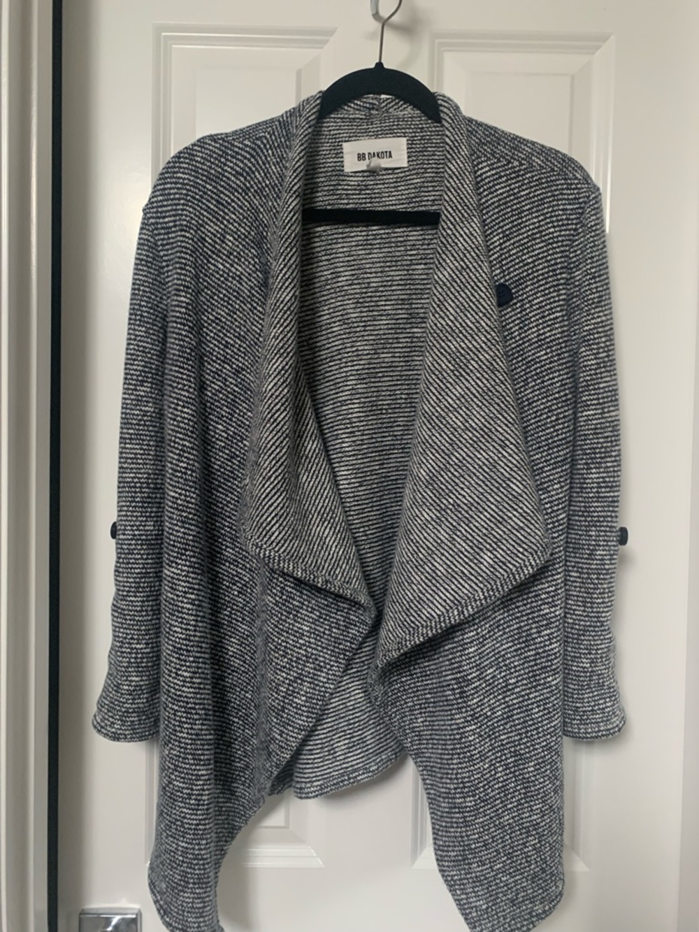 BB Dakota Draped Knit Cardigan - Navy & White